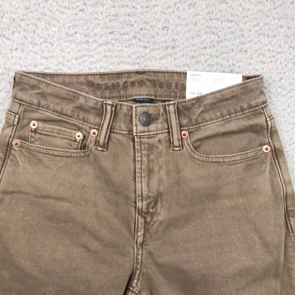American Eagle Jeans Mens 26x30 Brown Slim Straight Easy Flex Stretch Denim NEW